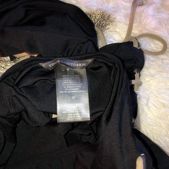 Vince Camuto Black and Gold Lace Up One Piece Swimsuit size 10 - Picture 9 of 14